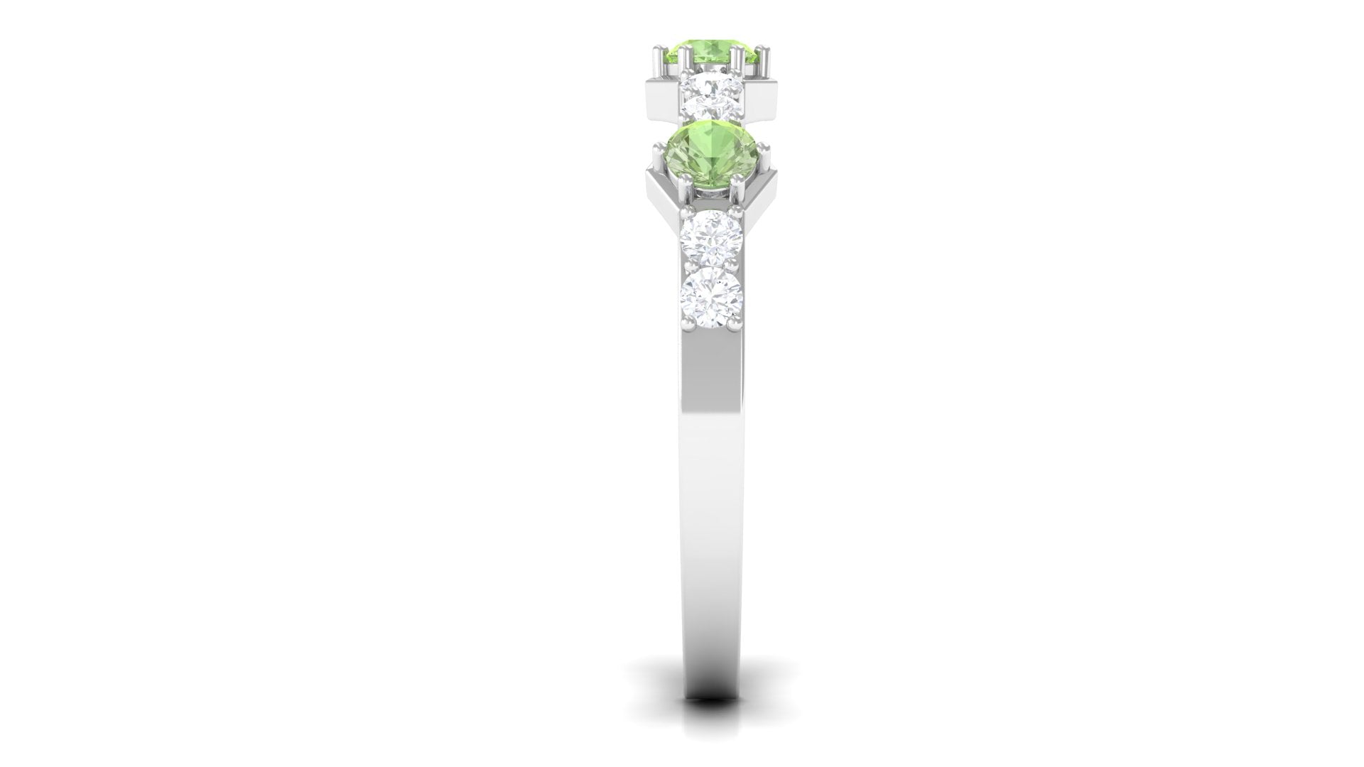 Green Sapphire and Diamond Half Eternity Ring Green Sapphire - ( AAA ) - Quality - Rosec Jewels