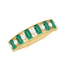 Baguette Cut Created Emerald Classic Half Eternity Ring with Diamond Lab Created Emerald - ( AAAA ) - Quality - Rosec Jewels