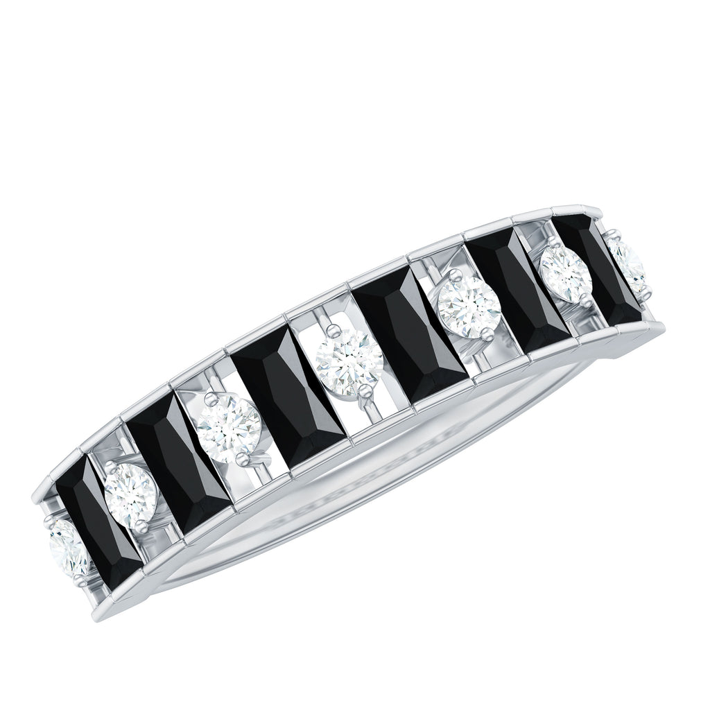 Real Black Spinel and Diamond Eternity Ring Black Spinel - ( AAA ) - Quality - Rosec Jewels