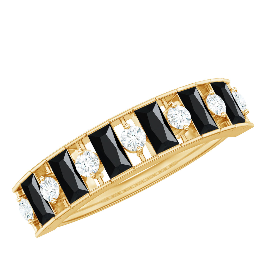 Real Black Spinel and Diamond Eternity Ring Black Spinel - ( AAA ) - Quality - Rosec Jewels