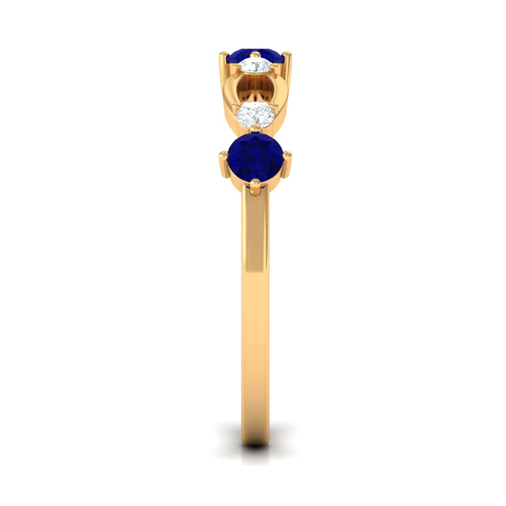 3/4 CT Blue Sapphire and Diamond Minimal Eternity Ring Blue Sapphire - ( AAA ) - Quality - Rosec Jewels