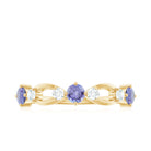 Minimal Promise Ring with Tanzanite and Diamond Tanzanite - ( AAA ) - Quality - Rosec Jewels