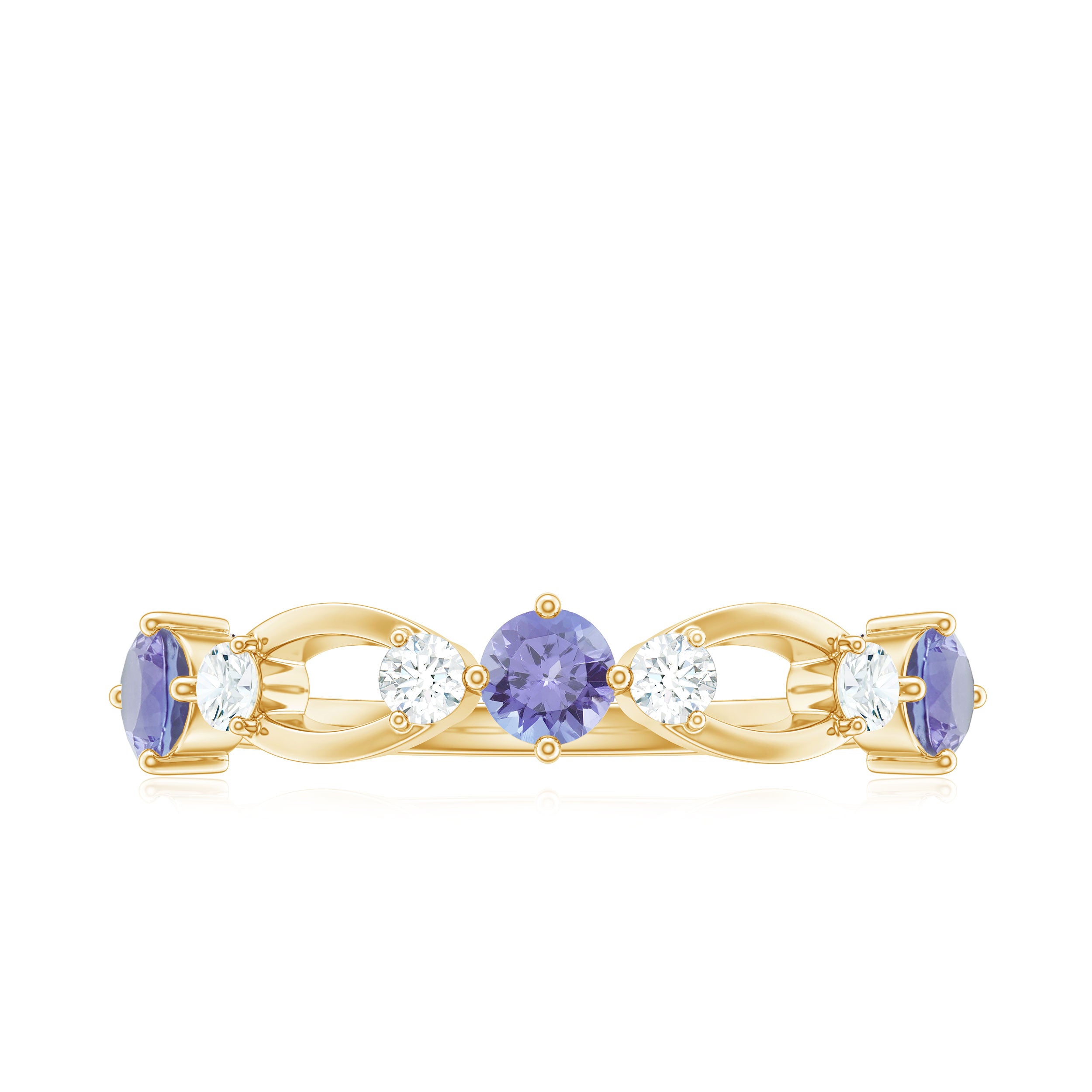 Minimal Promise Ring with Tanzanite and Diamond Tanzanite - ( AAA ) - Quality - Rosec Jewels