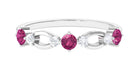 Pink Tourmaline and Diamond Minimal Eternity Anniversary Band Ring Pink Tourmaline - ( AAA ) - Quality - Rosec Jewels
