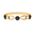 1/2 CT Black Onyx and Diamond Minimal Promise Band Ring Black Onyx - ( AAA ) - Quality - Rosec Jewels