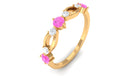 Minimal Pink Sapphire Half Eternity Band Ring with Diamond Pink Sapphire - ( AAA ) - Quality - Rosec Jewels