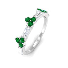 Created Emerald and Moissanite Minimal Wedding Band Ring Lab Created Emerald - ( AAAA ) - Quality - Rosec Jewels