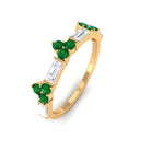 Created Emerald and Moissanite Minimal Wedding Band Ring Lab Created Emerald - ( AAAA ) - Quality - Rosec Jewels