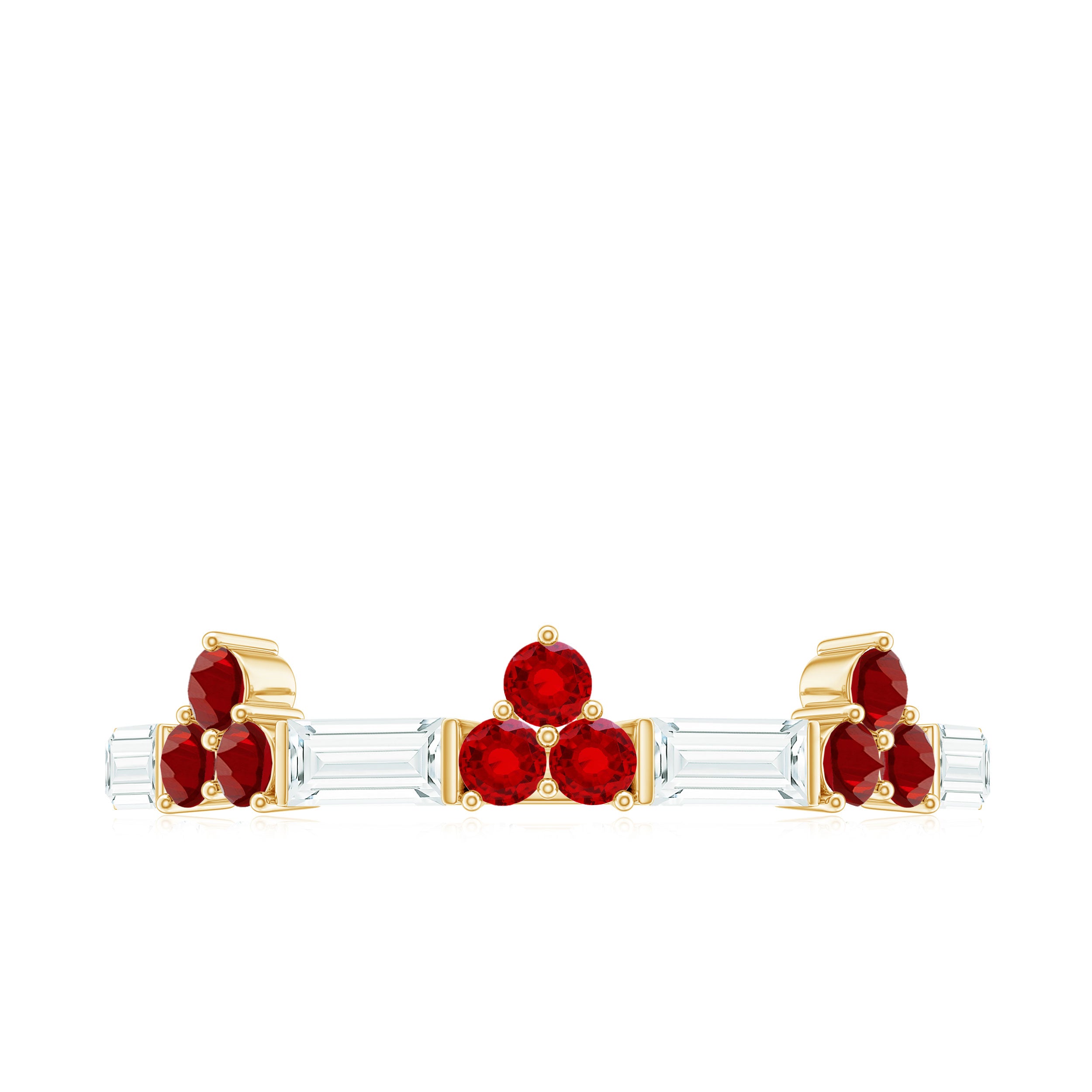 1 CT Created Ruby and Moissanite Minimal Wedding Band Ring Lab Created Ruby - ( AAAA ) - Quality - Rosec Jewels