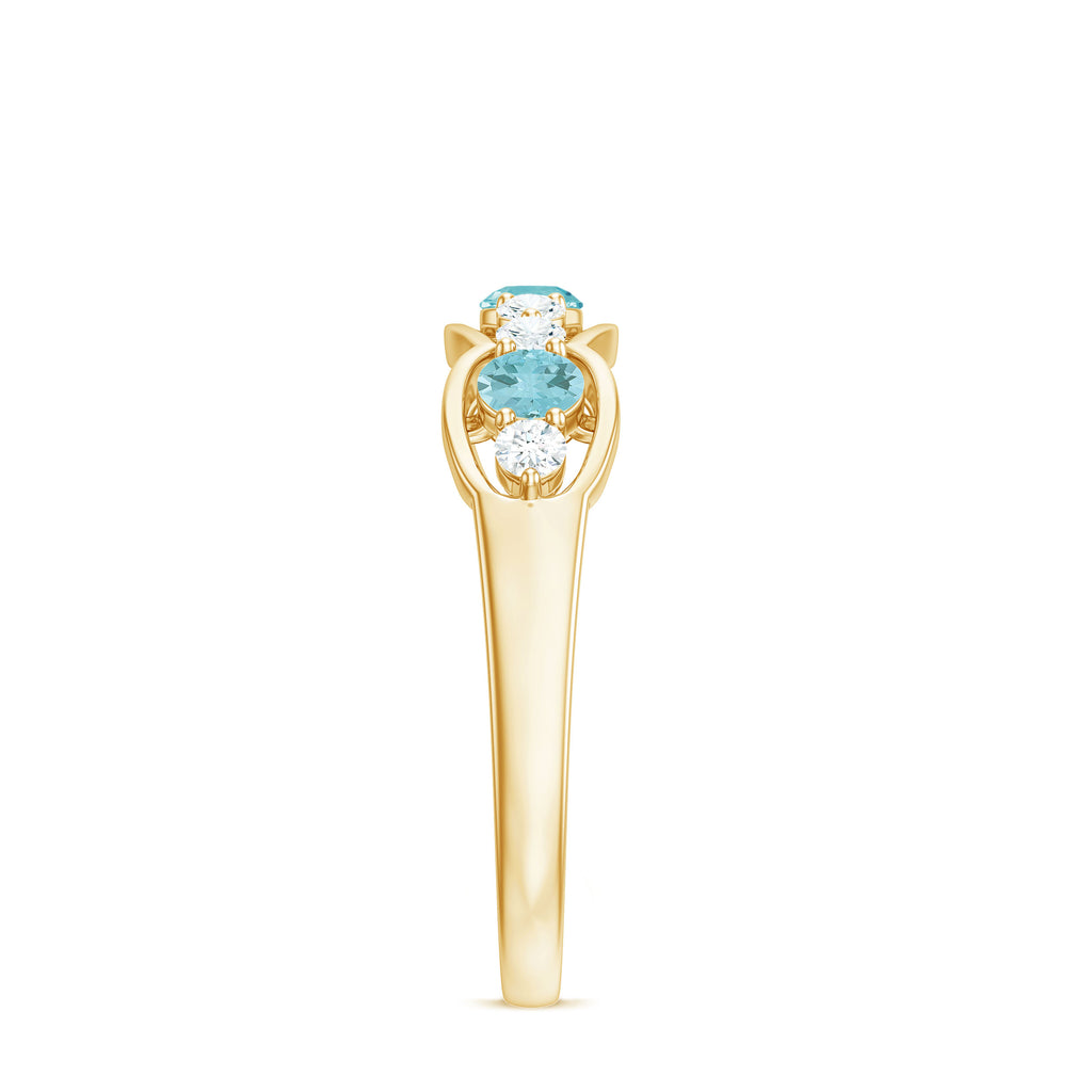 1/2 CT Sky Blue Topaz and Diamond Wedding Anniversary Ring Sky Blue Topaz - ( AAA ) - Quality - Rosec Jewels