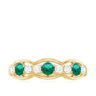 1 CT Round Shape Certified Created Emerald and Diamond Anniversary Ring Lab Created Emerald - ( AAAA ) - Quality - Rosec Jewels