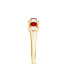 Round Shape Certified Created Ruby and Diamond Anniversary Ring Lab Created Ruby - ( AAAA ) - Quality - Rosec Jewels