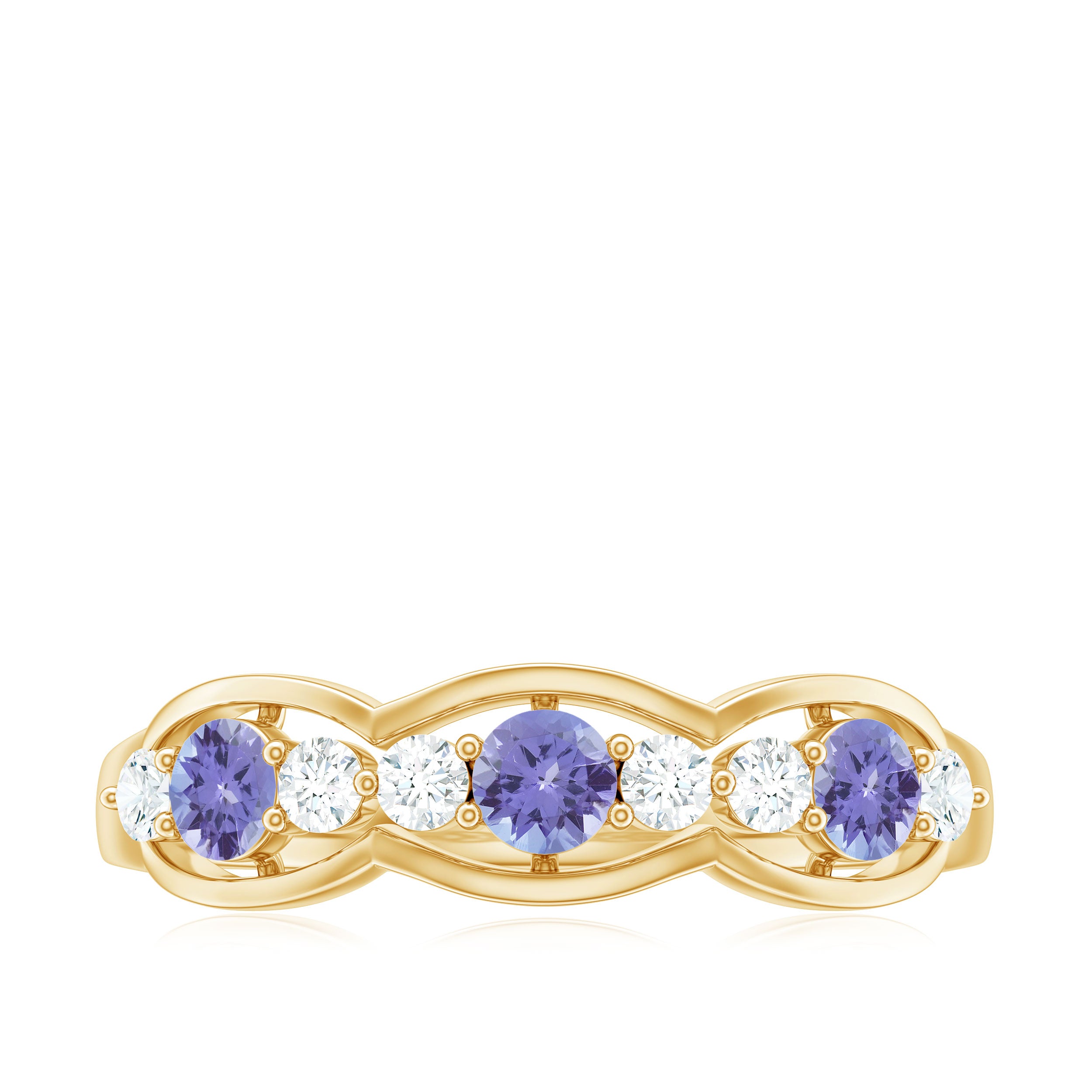 Certified Tanzanite Wedding Anniversary Ring Tanzanite - ( AAA ) - Quality - Rosec Jewels
