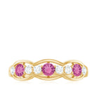 Pink Tourmaline and Diamond Wedding Anniversary Band Ring Pink Tourmaline - ( AAA ) - Quality - Rosec Jewels
