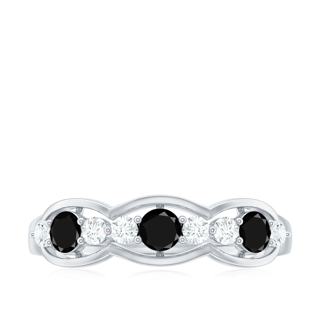 Black Spinel Wedding Anniversary Band Ring Black Spinel - ( AAA ) - Quality - Rosec Jewels