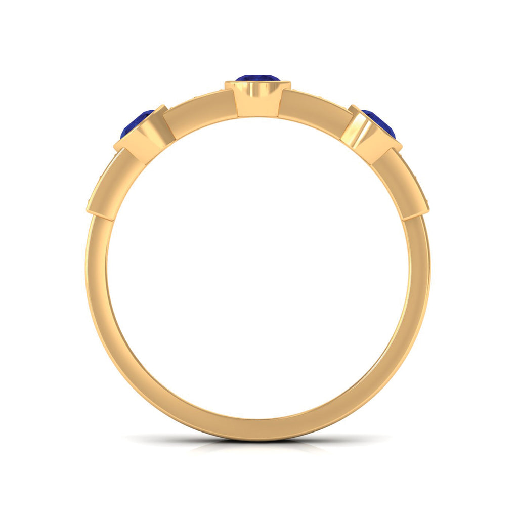 Blue Sapphire and Diamond Minimal Eternity Ring Blue Sapphire - ( AAA ) - Quality - Rosec Jewels