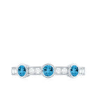 Swiss Blue Topaz Minimal Half Eternity Ring with Diamond Swiss Blue Topaz - ( AAA ) - Quality - Rosec Jewels
