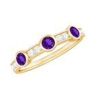 Amethyst and Diamond Minimal Half Eternity Ring Amethyst - ( AAA ) - Quality - Rosec Jewels
