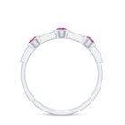 Pink Tourmaline and Diamond Minimal Half Eternity Band Ring Pink Tourmaline - ( AAA ) - Quality - Rosec Jewels