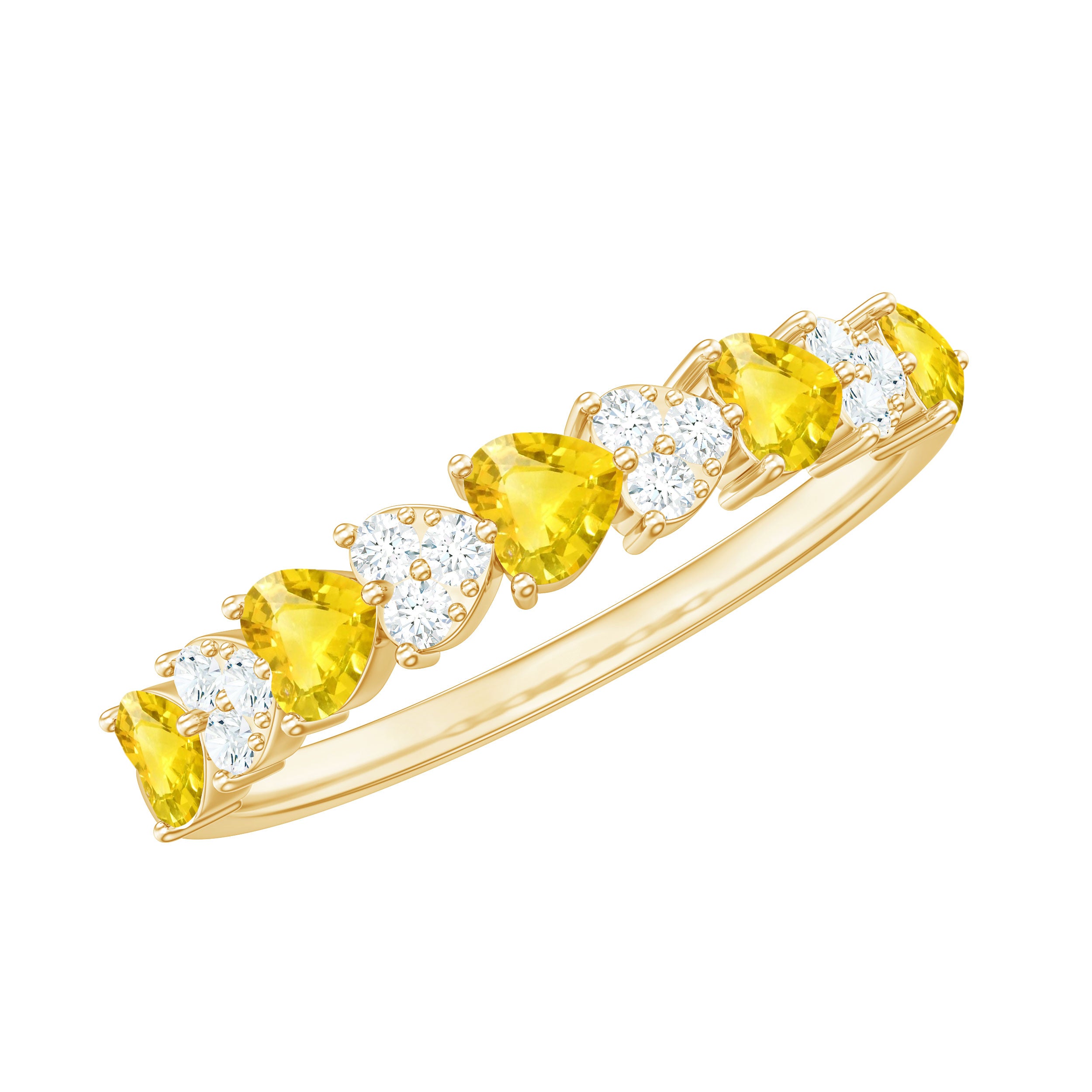 Yellow Sapphire Wedding Half Eternity Ring Yellow Sapphire - ( AAA ) - Quality - Rosec Jewels