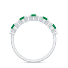 Emerald and Diamond Designer Half Eternity Ring Emerald - ( AAA ) - Quality - Rosec Jewels
