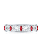 Marquise Created Ruby and Diamond Infinity Band Ring Lab Created Ruby - ( AAAA ) - Quality - Rosec Jewels
