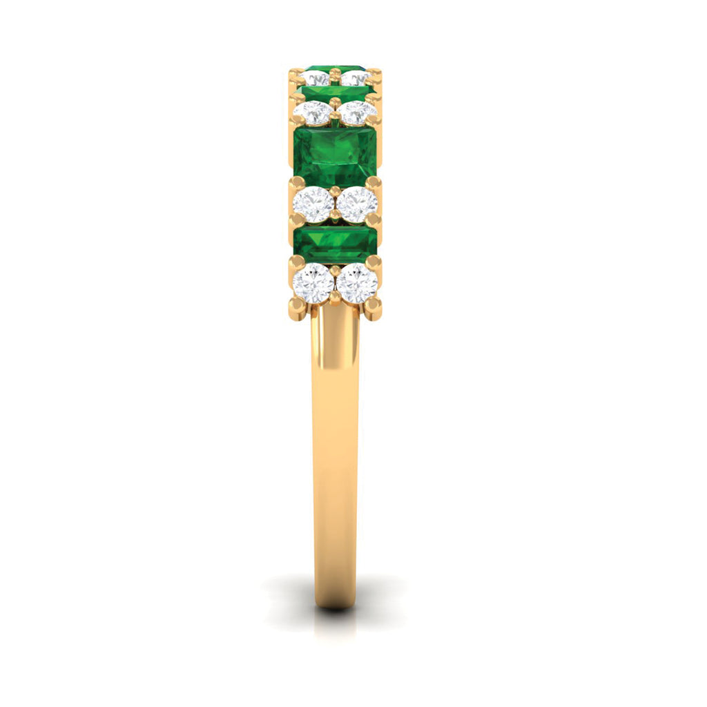 Lab-Created Emerald and Diamond Classic Eternity Band Ring Lab Created Emerald - ( AAAA ) - Quality - Rosec Jewels
