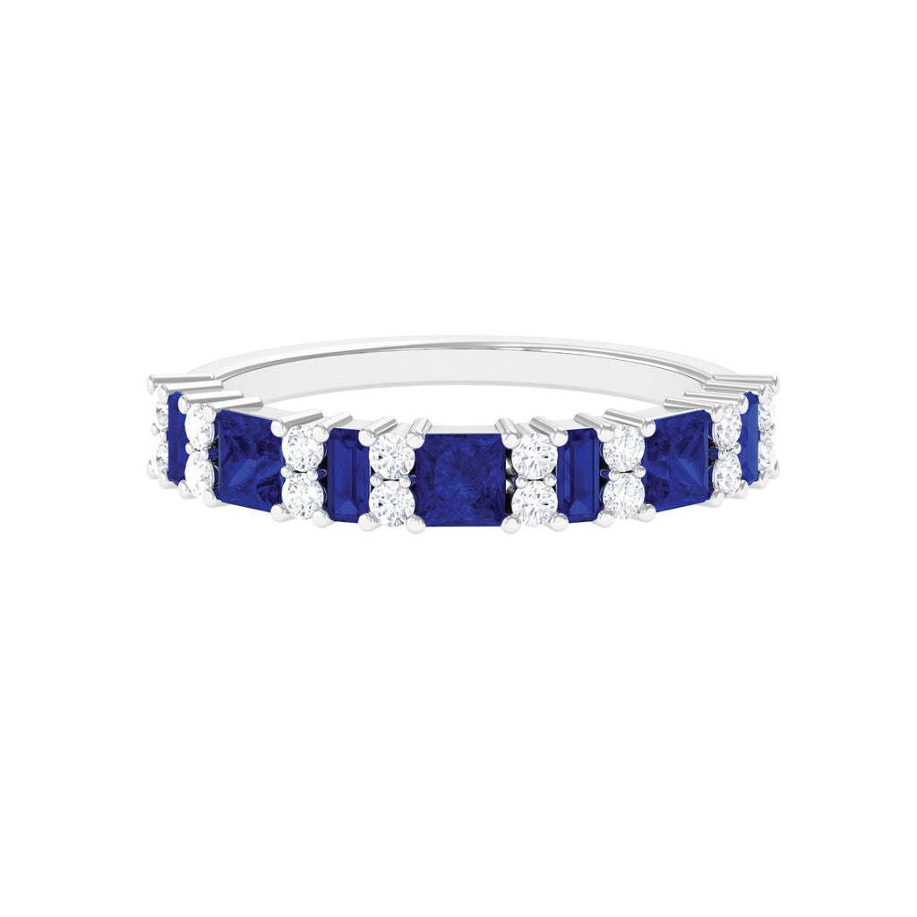 Rosec Jewels-Lab-Created Blue Sapphire and Diamond Classic Eternity Band Ring