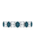 Real London Blue Topaz and Diamond Eternity Ring London Blue Topaz - ( AAA ) - Quality - Rosec Jewels