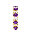 Oval Cut Amethyst and Moissanite Eternity Ring Amethyst - ( AAA ) - Quality - Rosec Jewels