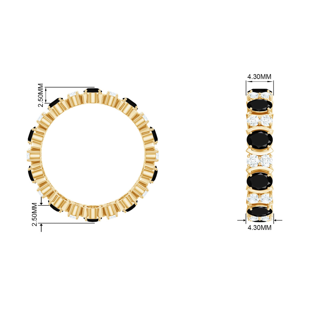Oval Cut Black Spinel and Moissanite Eternity Ring Black Spinel - ( AAA ) - Quality - Rosec Jewels