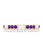 Real Amethyst and Moissanite Two Row Eternity Ring Amethyst - ( AAA ) - Quality - Rosec Jewels