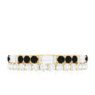 Black Onyx and Moissanite Two Row Eternity Ring Black Onyx - ( AAA ) - Quality - Rosec Jewels