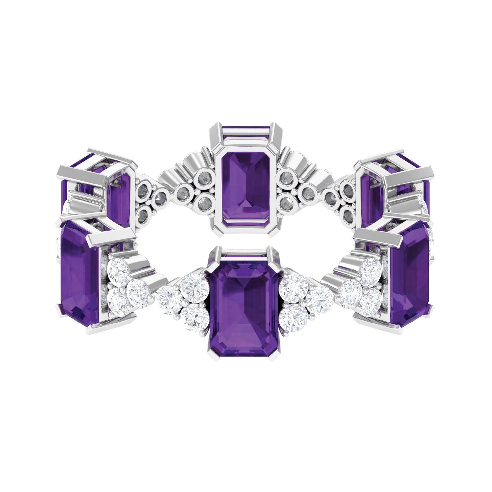 Natural Amethyst and Moissanite Eternity Ring Amethyst - ( AAA ) - Quality - Rosec Jewels