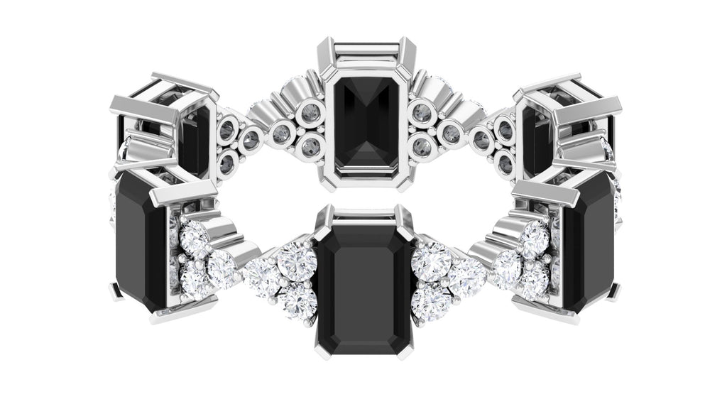 Black Spinel and Moissanite Designer Eternity Ring Black Spinel - ( AAA ) - Quality - Rosec Jewels