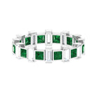 Princess Cut Created Emerald and Baguette Moissanite Alternate Eternity Ring Lab Created Emerald - ( AAAA ) - Quality - Rosec Jewels