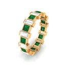 Princess Cut Created Emerald and Baguette Moissanite Alternate Eternity Ring Lab Created Emerald - ( AAAA ) - Quality - Rosec Jewels