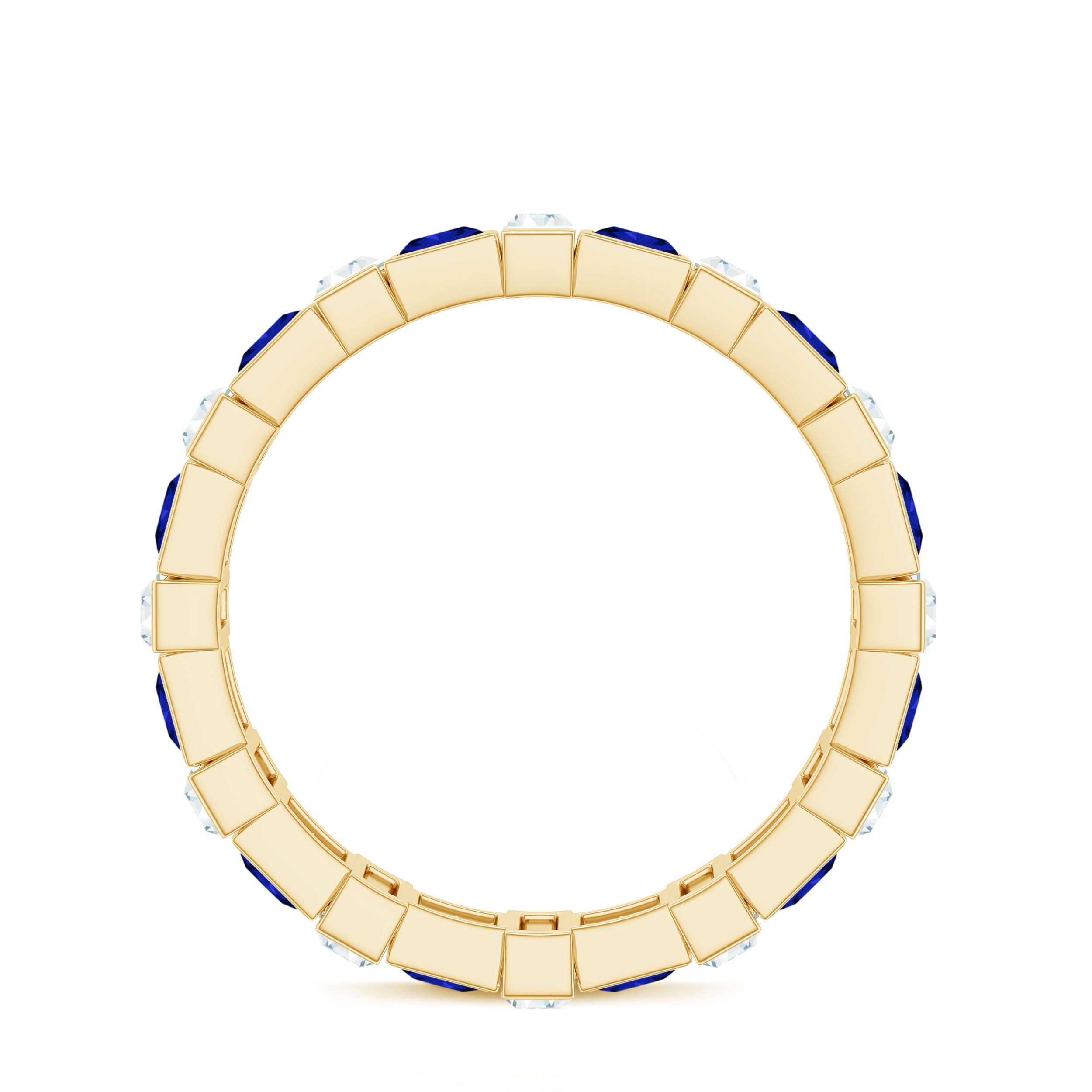 Princess Cut Created Blue Sapphire and Moissanite Eternity Ring Lab Created Blue Sapphire - ( AAAA ) - Quality - Rosec Jewels