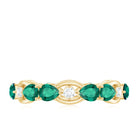 Pear Cut Created Emerald East West Gold Eternity Ring with Moissanite Lab Created Emerald - ( AAAA ) - Quality - Rosec Jewels