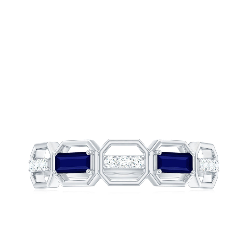Natural Blue Sapphire and Diamond Eternity Wedding Ring Blue Sapphire - ( AAA ) - Quality - Rosec Jewels