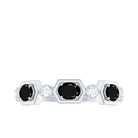 Black Spinel and Diamond Eternity Anniversary Wedding Ring Black Spinel - ( AAA ) - Quality - Rosec Jewels
