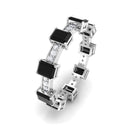 Real Black Onyx and Diamond Eternity Band in Prong Setting Black Onyx - ( AAA ) - Quality - Rosec Jewels