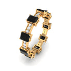 Real Black Onyx and Diamond Eternity Band in Prong Setting Black Onyx - ( AAA ) - Quality - Rosec Jewels