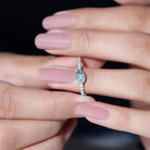 Pear Cut Aquamarine East West Promise Ring with Diamond Aquamarine - ( AAA ) - Quality - Rosec Jewels