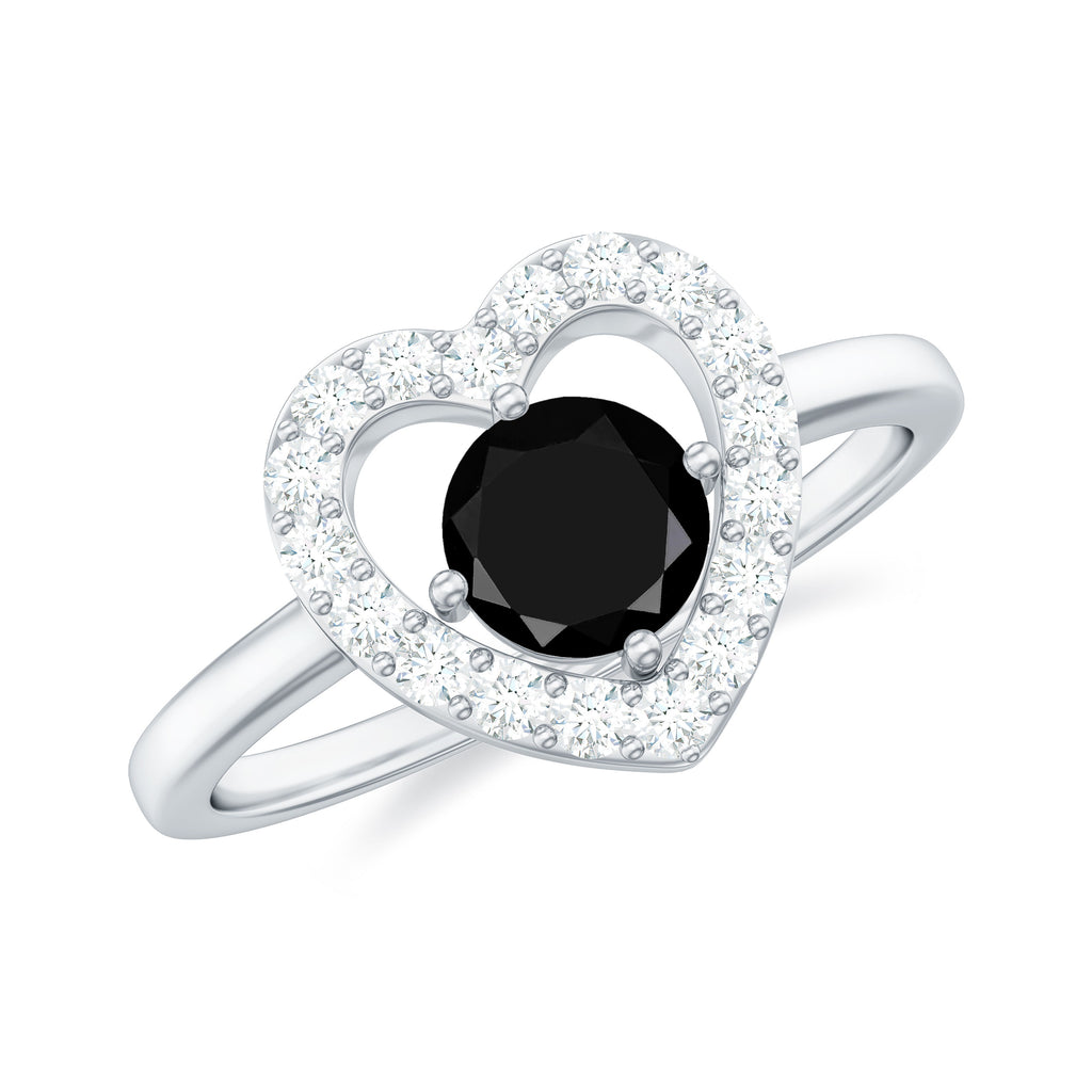 Rosec Jewels - Minimal Heart Ring with Black Onyx and Diamond