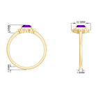 Princess Cut Amethyst and Diamond Flower Halo Ring Amethyst - ( AAA ) - Quality - Rosec Jewels