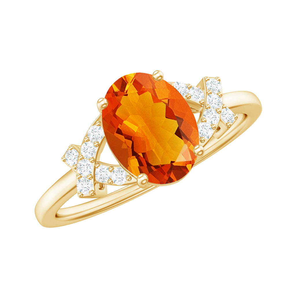 Split Shank Oval Fire Opal and Diamond Solitaire Engagement Ring Fire Opal - ( AAA ) - Quality - Rosec Jewels