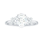 Oval Cut Moissanite Solitaire Ring in Spilt Shank Moissanite - ( D-VS1 ) - Color and Clarity - Rosec Jewels
