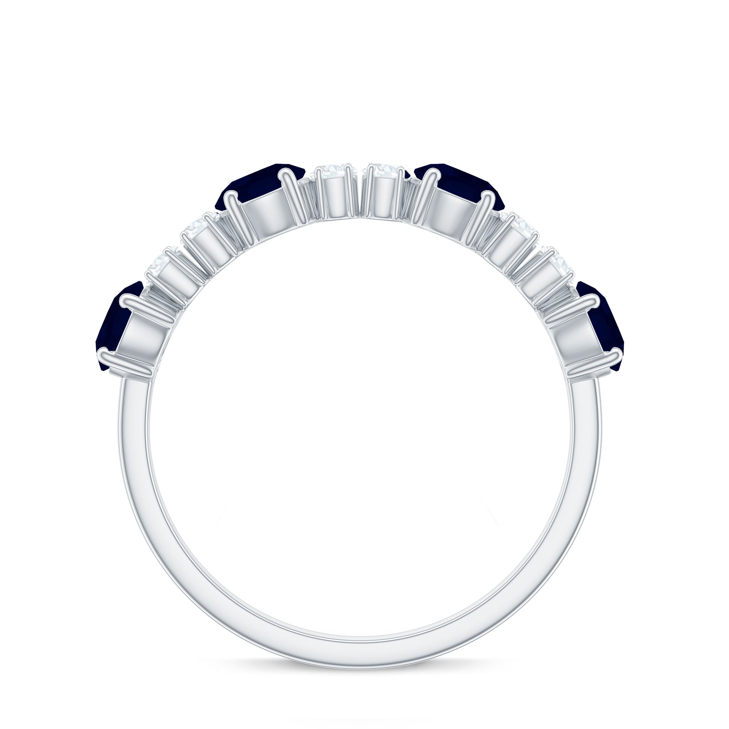 Real Blue Sapphire and Diamond Eternity Ring Blue Sapphire - ( AAA ) - Quality - Rosec Jewels