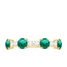 Round Created Emerald and Diamond Alternate Half Eternity Ring Lab Created Emerald - ( AAAA ) - Quality - Rosec Jewels